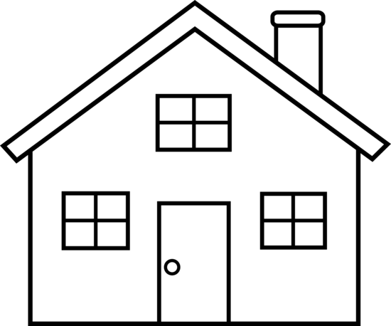 House Outline Clipart Black A - Black And White House Clipart