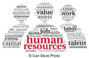 ... HR - human resources concept in tag cloud on white.