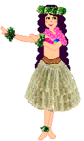 Hula girl with grass skirt an