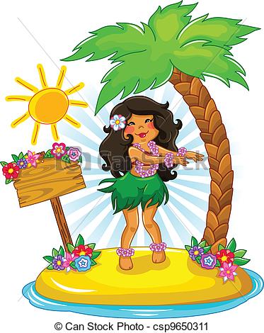 ... hula girl - girl dancing hula on a tropical island