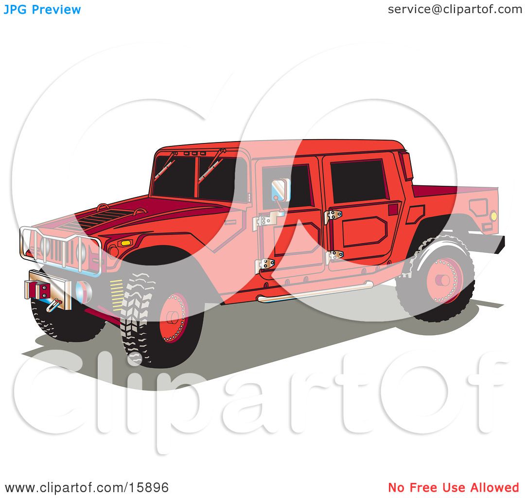 Big Red Hummer H2 Vehicle Wit - Hummer Clipart