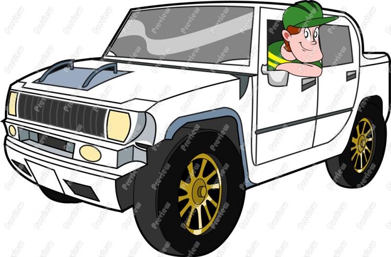 Man Driving Hummer Clip Art Cartoon