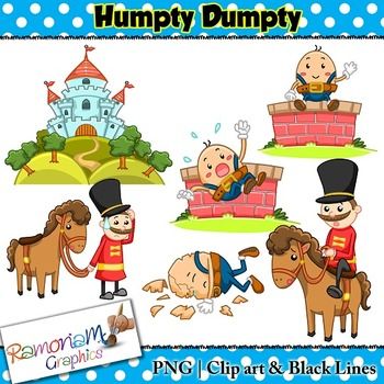 Humpty Dumpty Clip art - a total of 18 images in color, black outline and