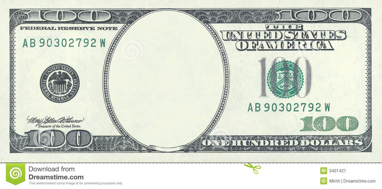 Hundred Dollar Blank Stock Image Image 3401421