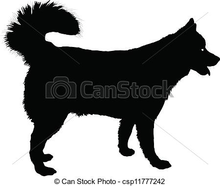 ... Husky - A profile of a Husky dog in black silhouette.