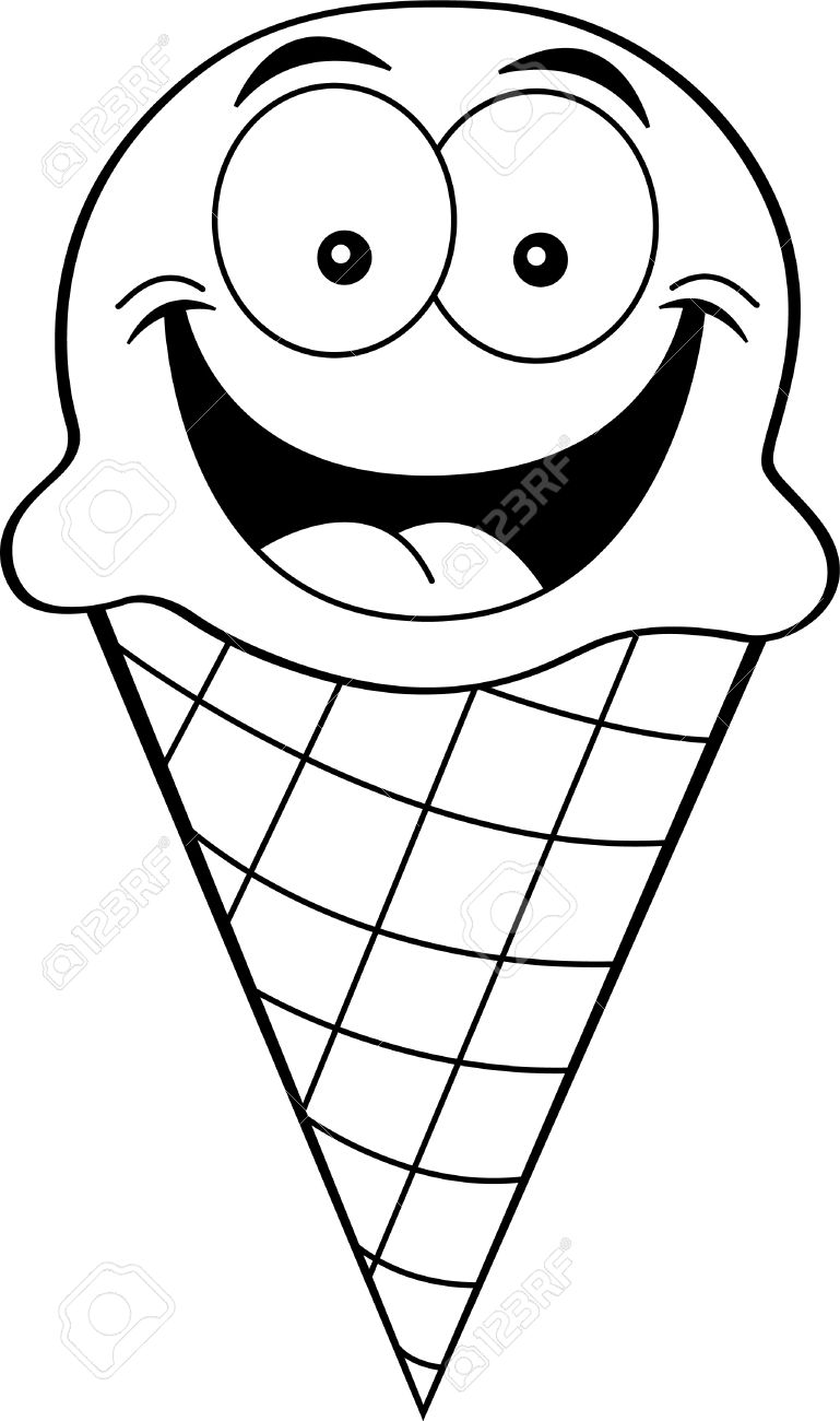Black and white illustration of a ice cream cone Stock Vector - 16828563