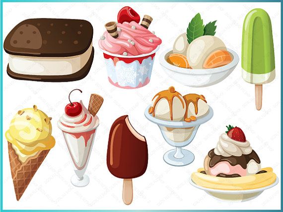 Ice Cream Clipart Clip Art of Digital Ice Cream - INSTANT Download - Personal and Commercial