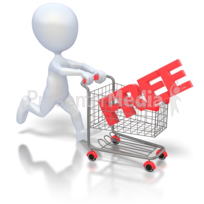 ID# 2099 - Pushing Free Shopping Cart - Presentation Clipart