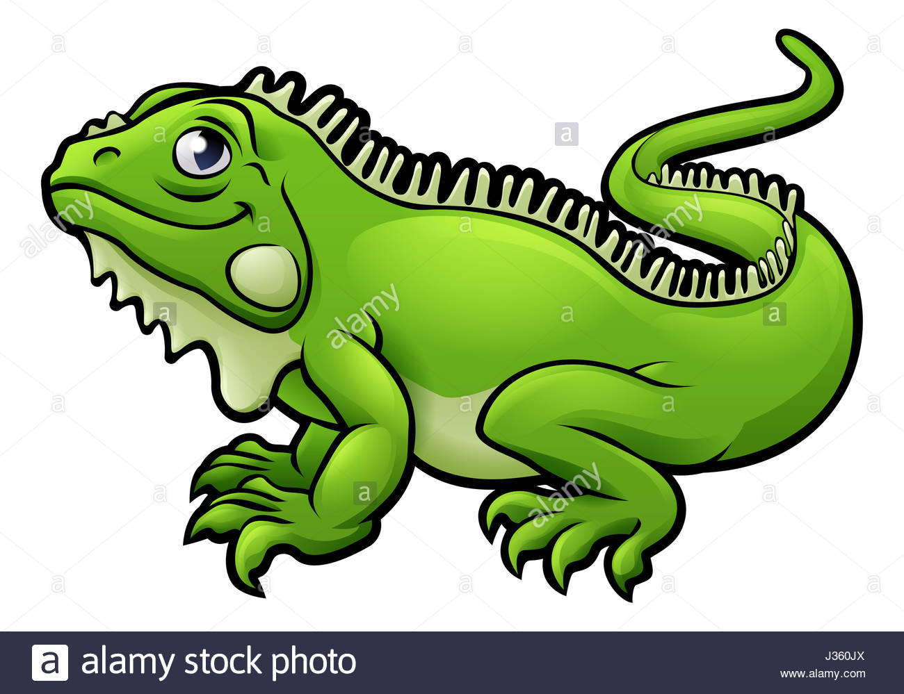 An illustration of an iguana lizard cartoon character