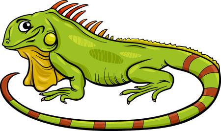 Cartoon Illustration of Funny Iguana Lizard Reptile Animal Character