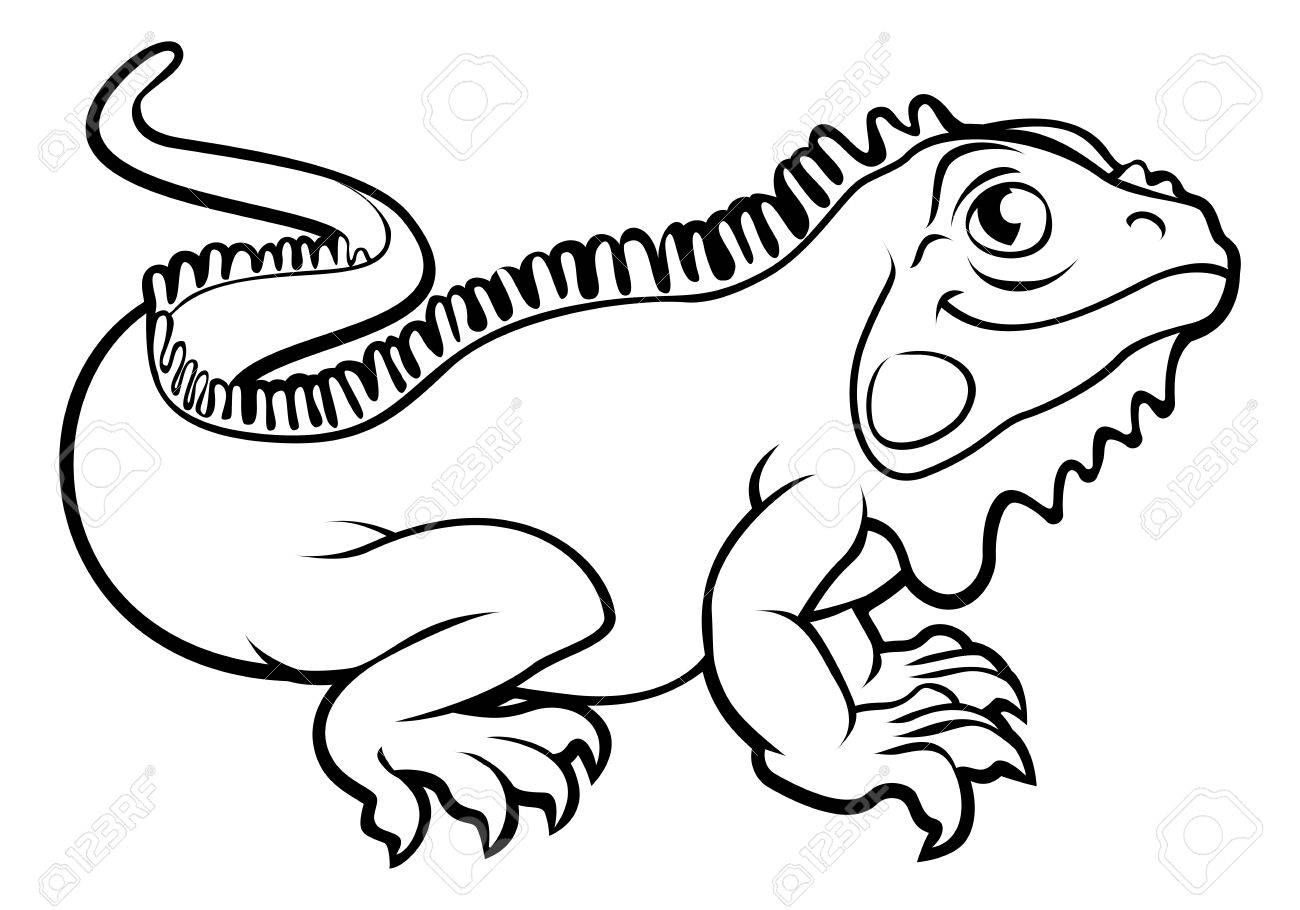 Iguana Lizard Cartoon Charact - Iguana Clipart