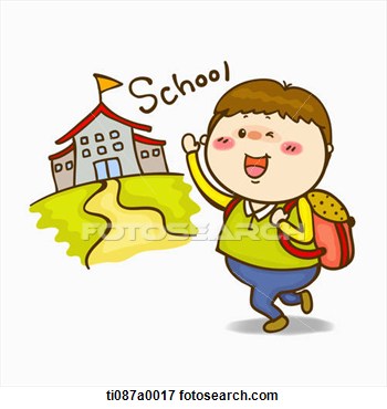 Illustration A Boy Going To School Fotosearch Search Eps Clipart