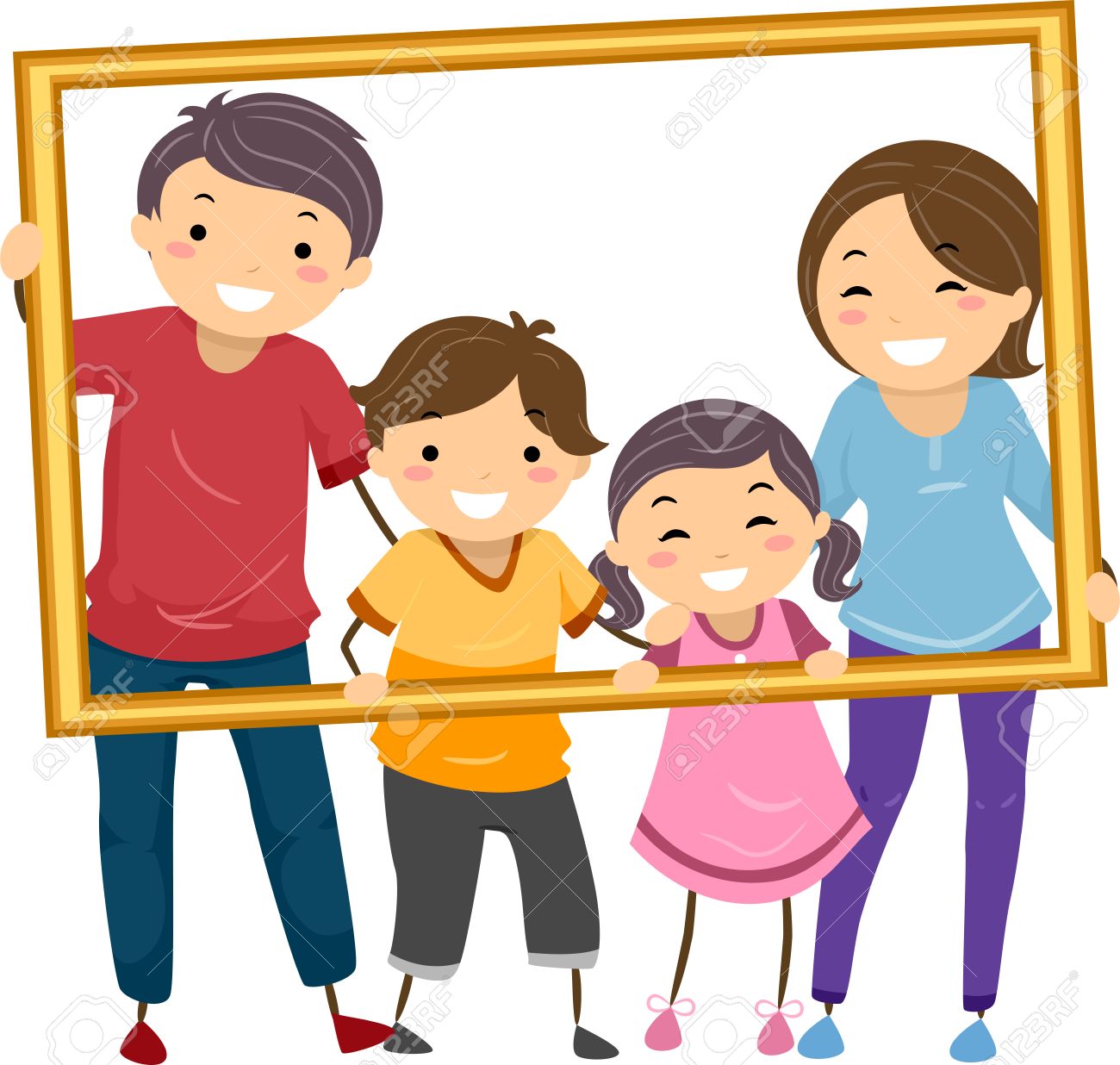 Illustration Featuring a Happy Family Holding a Hollow Frame Stock Vector - 31689328