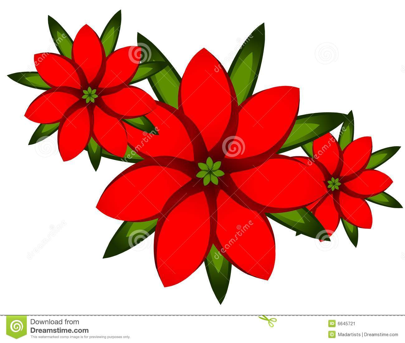 Illustration Featuring A Simple Arrangment Of Red Poinsettia Flowers