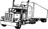 illustration, lineart, tractor, trailer, truck