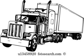 illustration, lineart, tractor, trailer, truck. ValueClips Clip Art