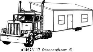 illustration, lineart, truck, mobile, home