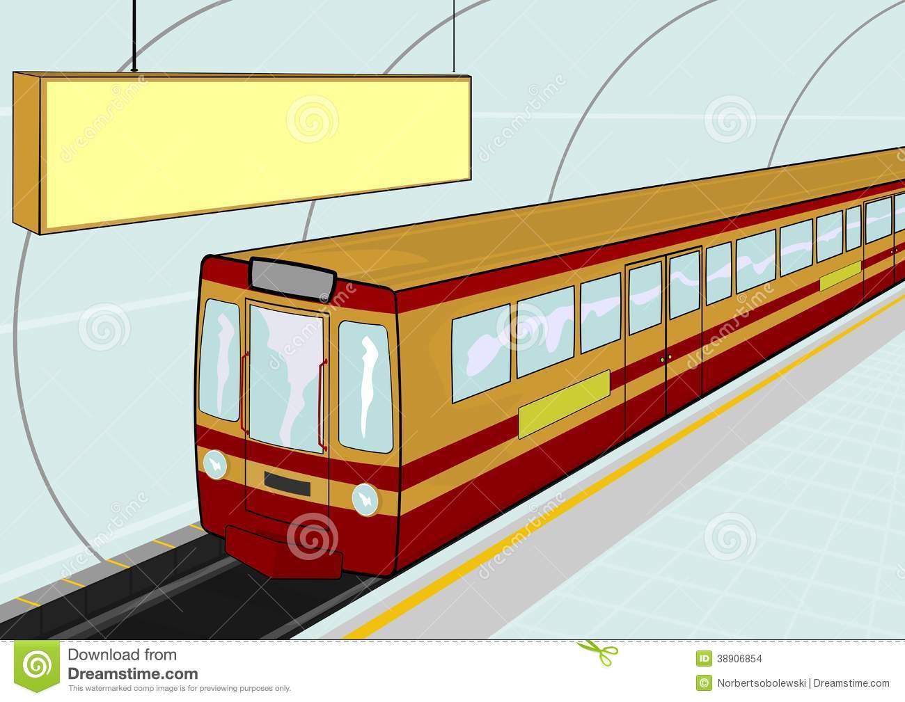 Illustration Of A Electric Train Standing At The Station Vector
