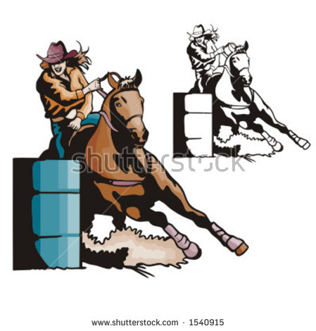 Illustration of a ladiesu0026#39; barrel racing.