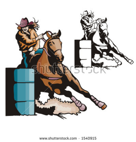 Illustration of a ladiesu0026 - Barrel Racing Clipart