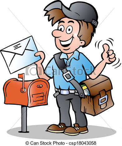 ... illustration of an Happy Postman - Hand-drawn Vector... ...