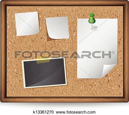 illustration of bulletin board with blank notes and photos