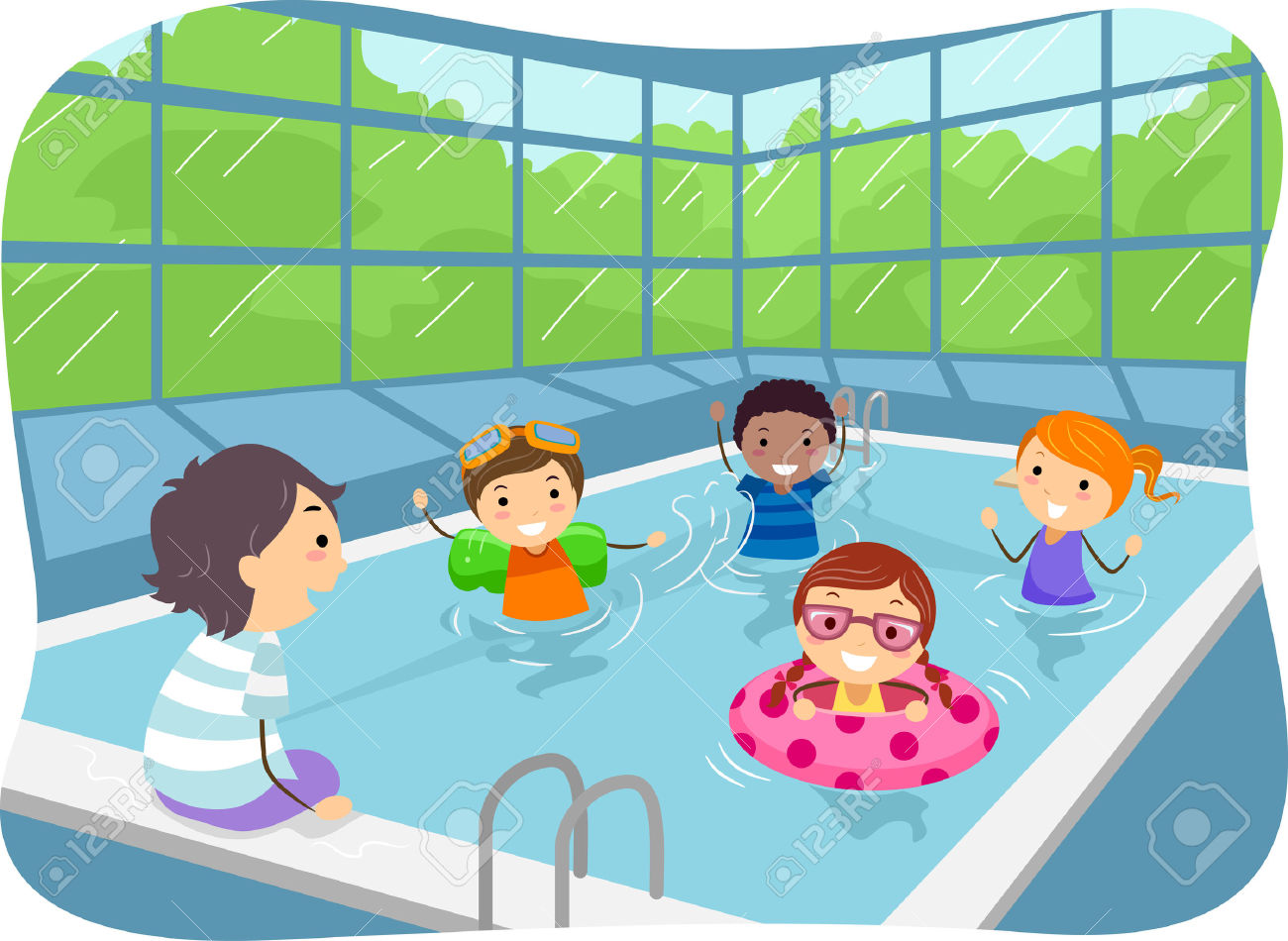Illustration of Kids Swimming .