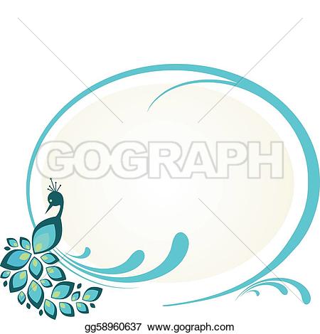 ... illustration of peacock sitting on floral frame