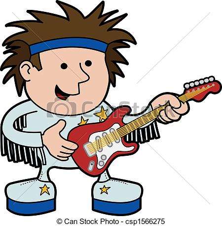 ... Illustration of rock and roll musician with electric guitar.