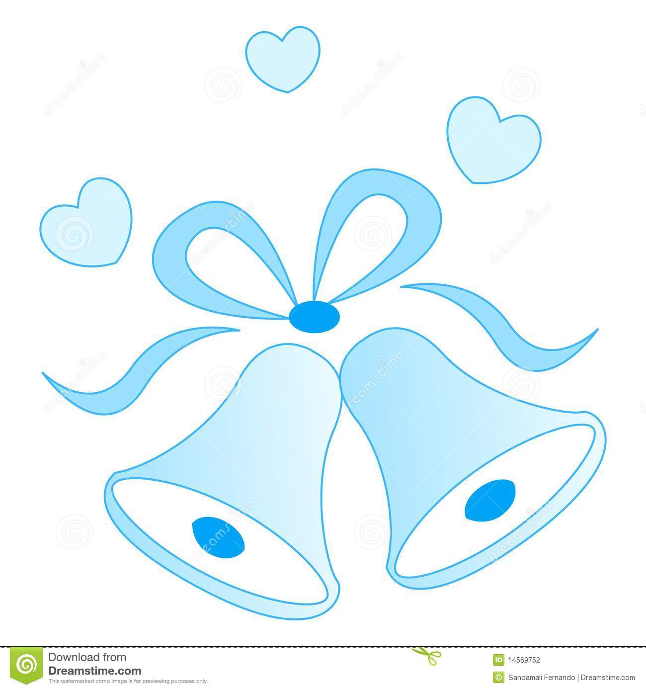 Illustration Of Wedding Valentines Day Bells With Ribbons And Hearts