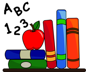 Image Clipart Of A Stack Of Books With An Apple And Abc S And 123 S