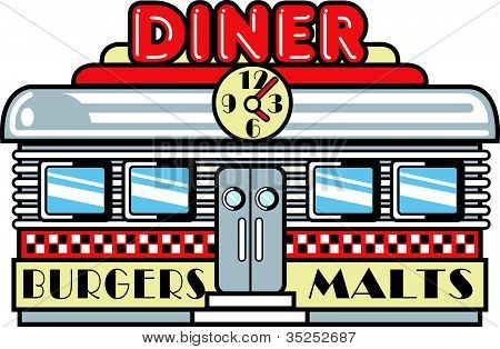 Image Of Diner Cafe Clip Art Retro 1950s Style