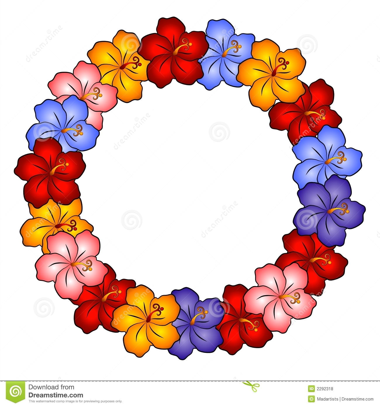Image With Hawaiian Flowers C - Lei Clip Art