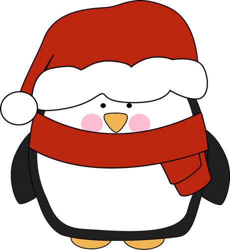 In A Santa Hat Clip Art Penguin With Rosy Cheeks Wearing A Santa Hat