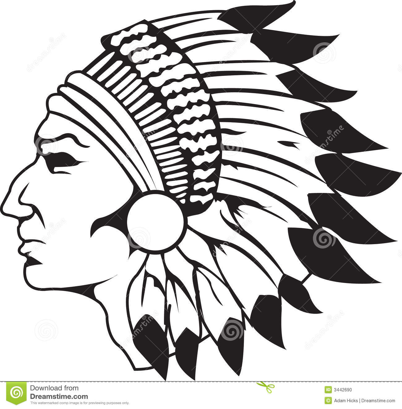 Indian Chief Black And White Stock Photo