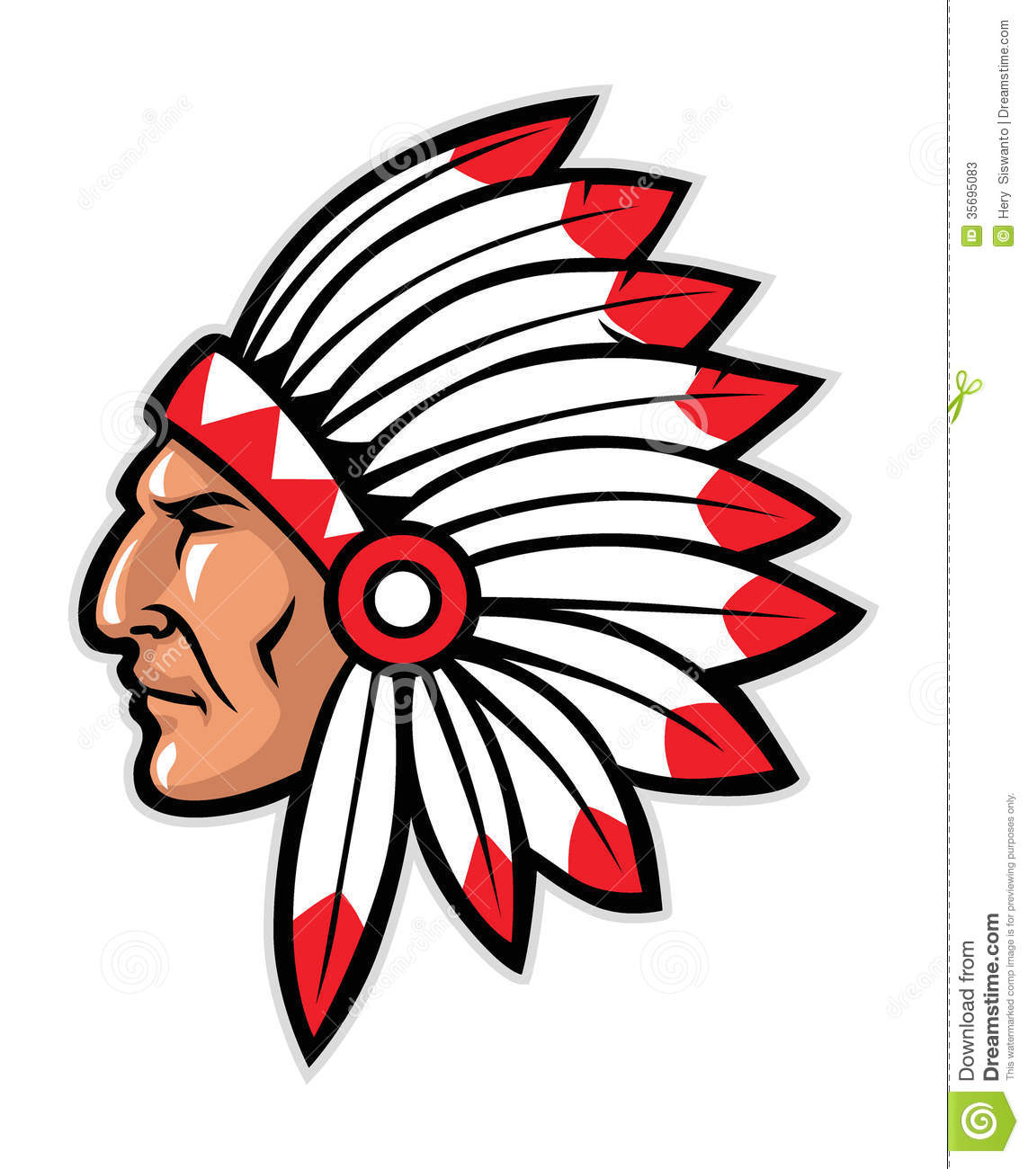Indian Head Mascot - Clipart Indian