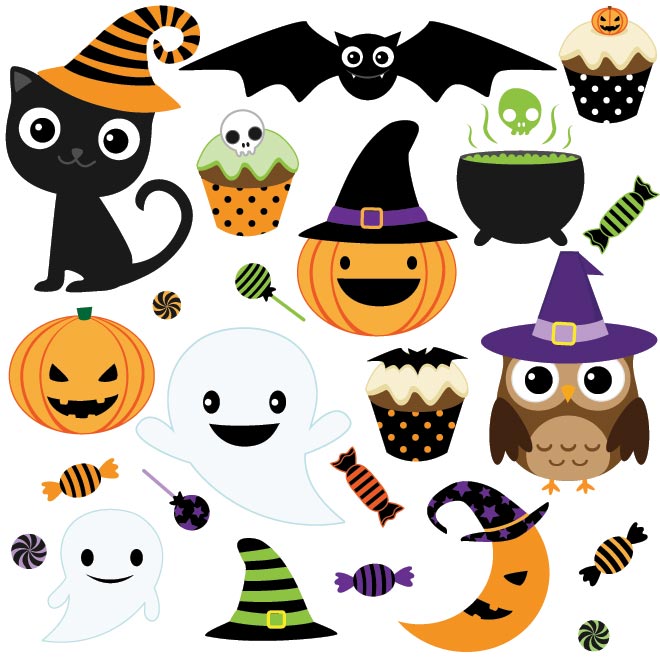 Indikau0026#39;s blog | Set of Happy Halloween Clip Art Free Download