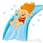 water slide: Boy on waterslid