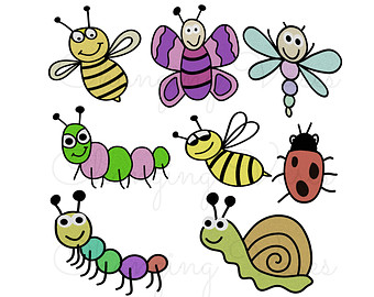 Instant Digital Download Insect Clipart Clip Art Pastel Colors Set Bugs PNG Doodles Graphic Illustration Vector Transfer Overlay CU Ok