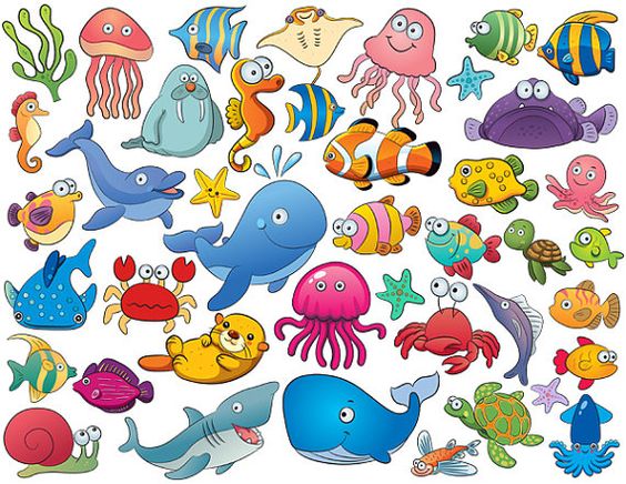 Instant Download 42 Cute Sea Animal Clip Art by OneStopDigital, $3.99