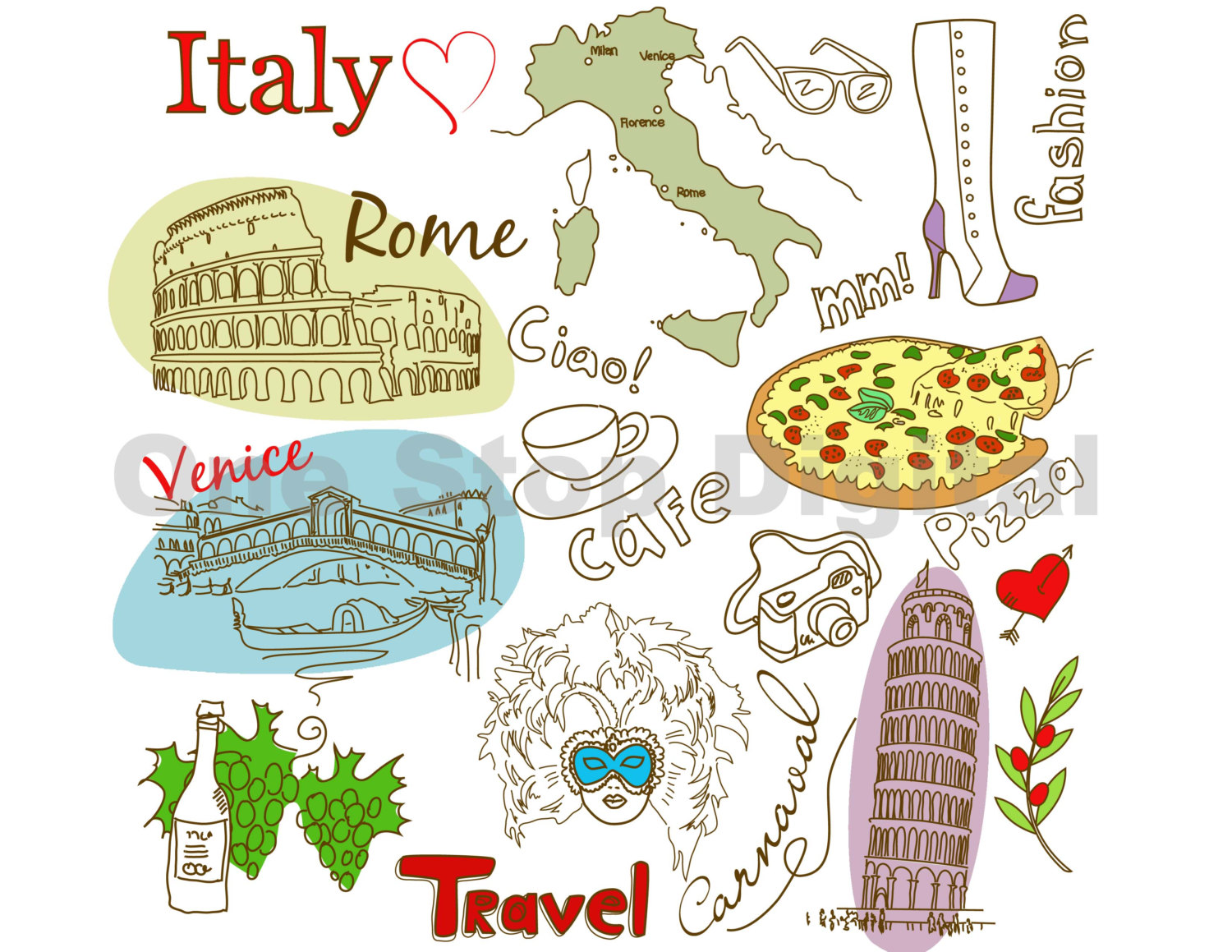 Instant Download Italy Clip - Italy Clipart