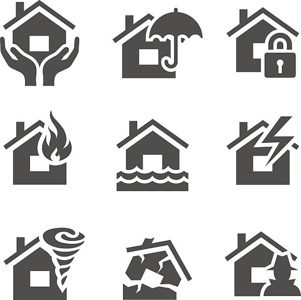 Property insurance icons vector art illustration