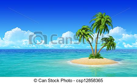 Tropical island with palms. - csp12858365