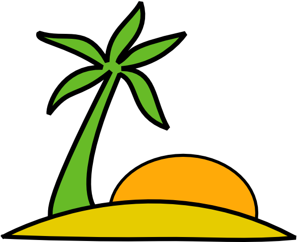 Island Palm And The Sun Clip  - Clipart Island