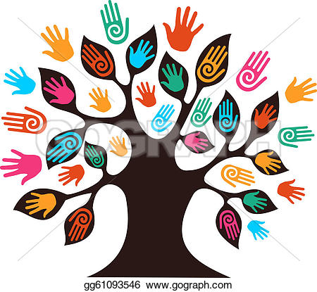 Isolated diversity tree hands - Diversity Clipart