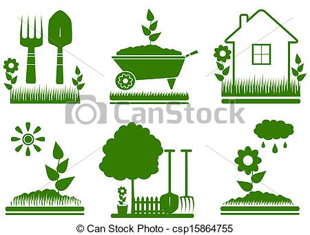 ... isolated garden landscaping symbols - set green isolated... ...