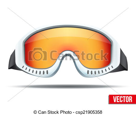 Isolated on white Clipartby Batareykin3/213; Classic snowboard ski goggles with colorful glass. Vector.