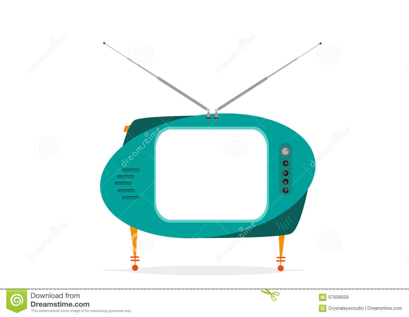 Isolated Retro TV Green with empty space. Editable Clip Art.