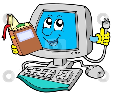 It Computer With Book Stock Vector Clipart It Computer With Book
