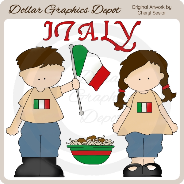 Italian Kids - Clip Art
